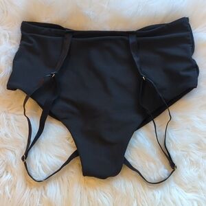 Lunalae Kehlani High Waist Black Adjustable Garter Pole Shorts